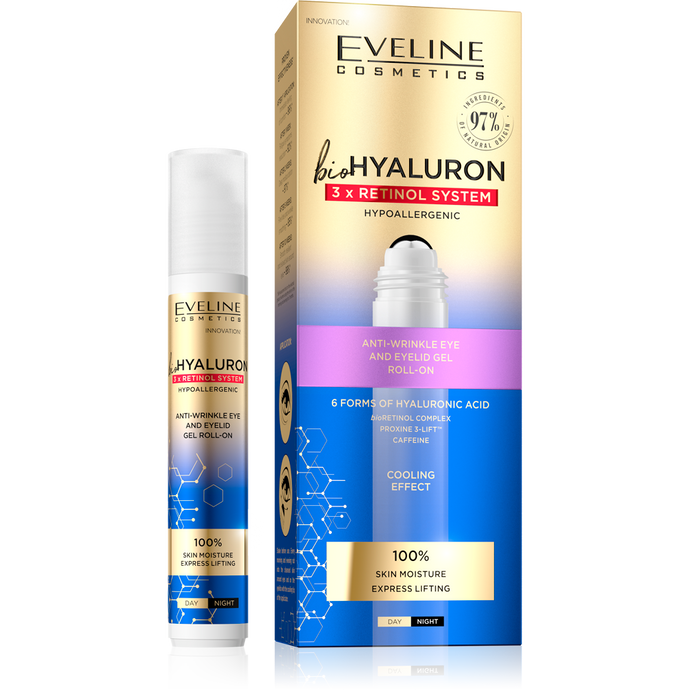 Eveline bio hyaluron -3x retinol eye roll-on 15ml