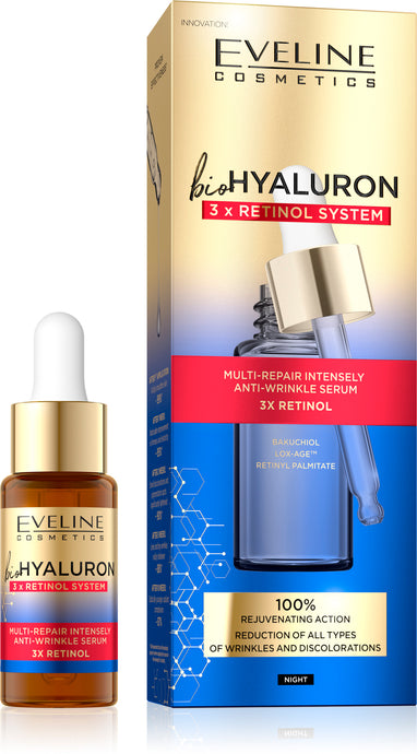Eveline bio hyaluron -3x retinol anti wrinkle serum 18ml