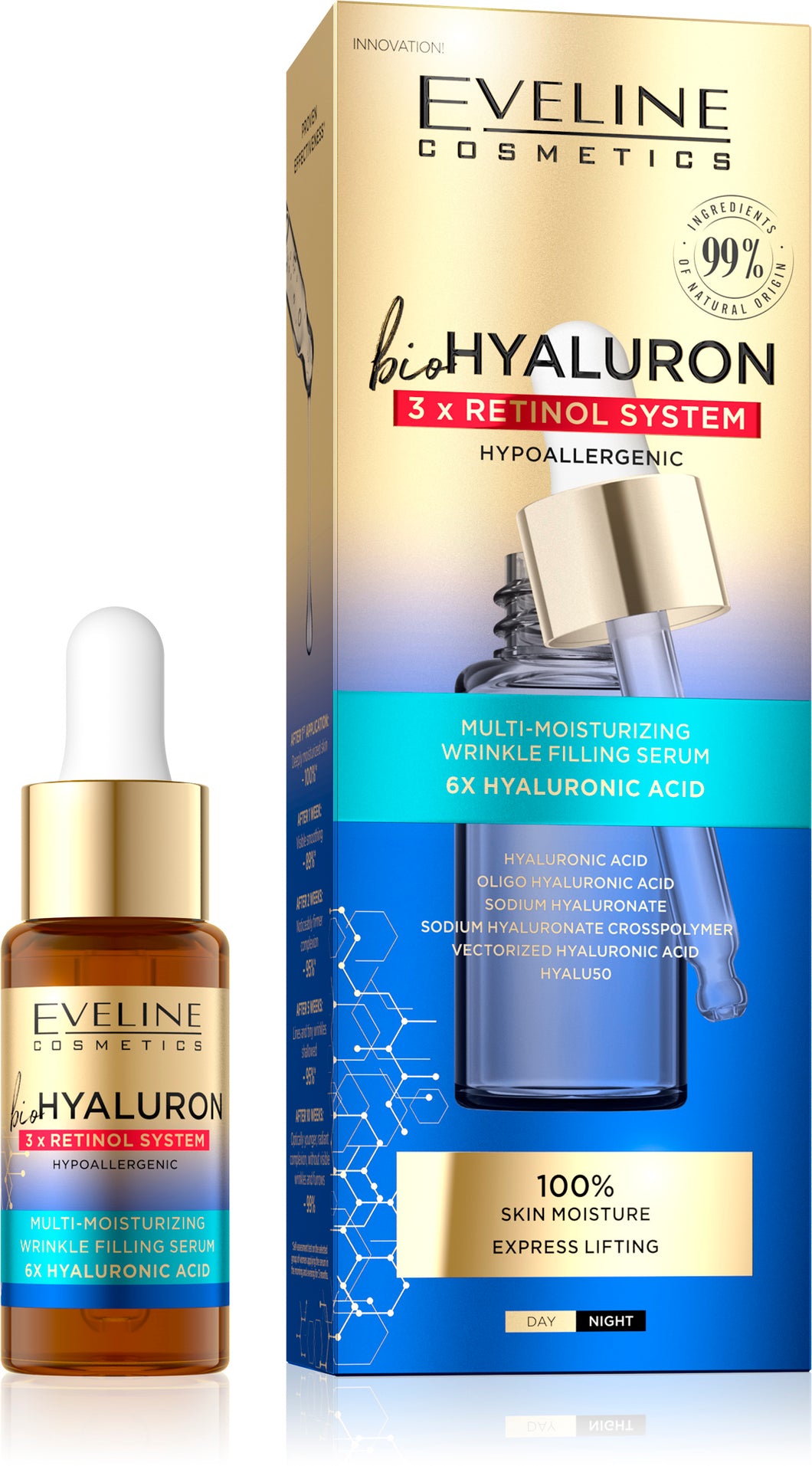 Eveline bio hyaluron -3x retinol moisturising serum 18ml