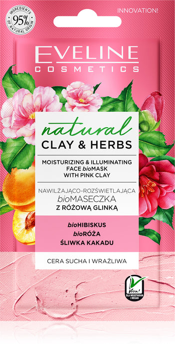 Eveline natural Clay&Herbs - moisturizing sa rozom glinom 8ml