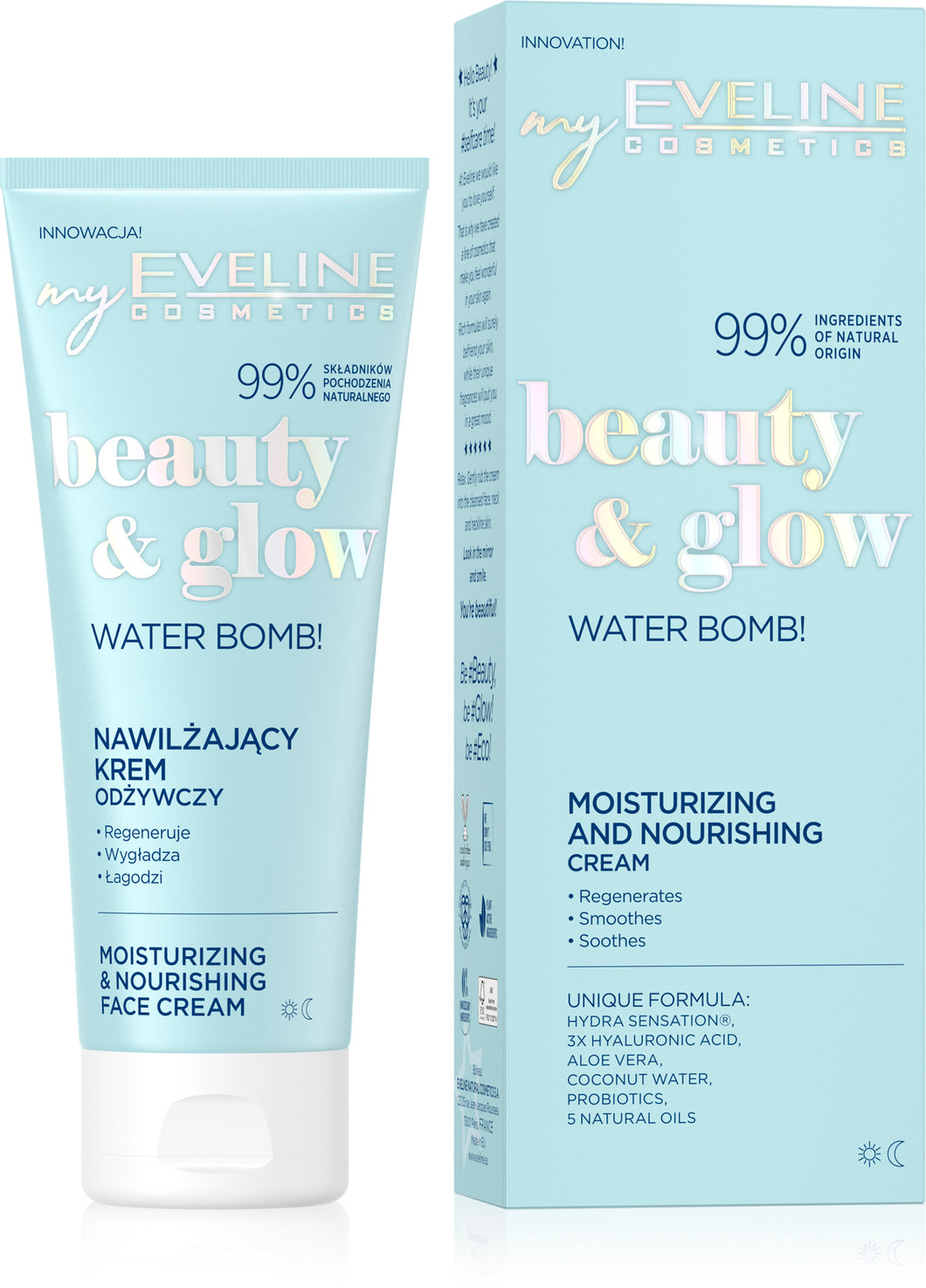Eveline beauty&glow moisturizing d/n krema 75ml
